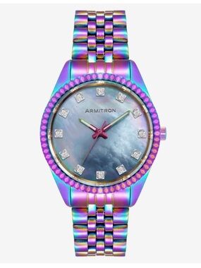 Armitron Iridescent Rainbow Stainless Steel Women's Watch - Purple Pink Blue